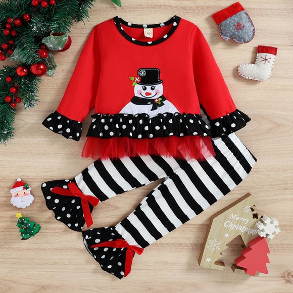 Other - Snowman Girls Christmas Ruffle Leggings Outfit Set